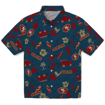 san francisco 49ers beach vibe navy hawaiian shirts best selling