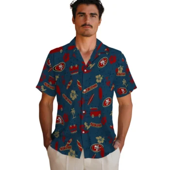san francisco 49ers beach vibe navy hawaiian shirts fashion forward