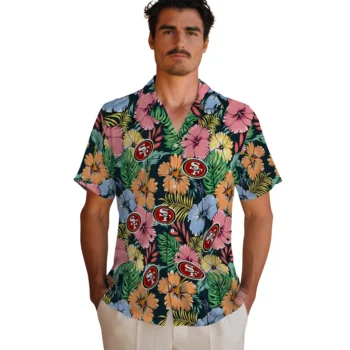 san francisco 49ers brilliant hibiscus garden hawaiian shirts fashion forward