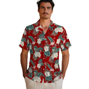 san francisco 49ers flamingo palms red hawaiian shirts fashion forward