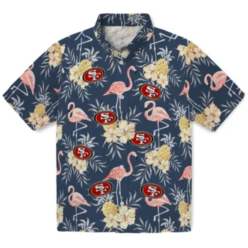 san francisco 49ers flamingo hibiscus navy hawaiian shirts best selling
