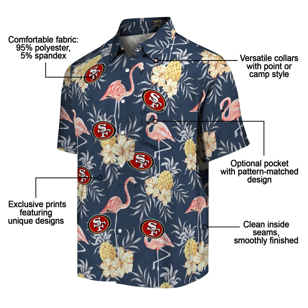 San Francisco 49ers Hawaiian Shirt - Flamingo Hibiscus san francisco 49ers flamingo hibiscus navy hawaiian shirts new arrival