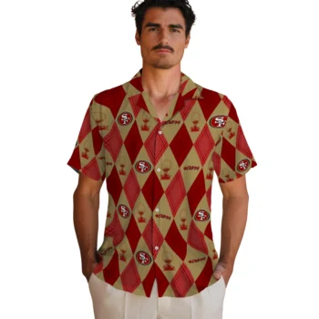 san francisco 49ers balloon plaid red hawaiian shirts fashion forward