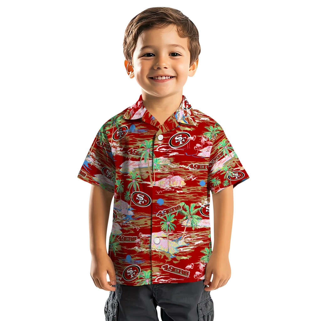 San Francisco 49ers Hawaiian Shirt - Hawaii Island san francisco 49ers flamingo retreat red hawaiian shirts top rated