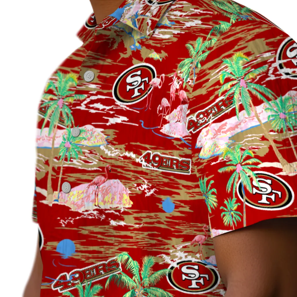 San Francisco 49ers Hawaiian Shirt - Hawaii Island san francisco 49ers flamingo retreat red hawaiian shirts trendy