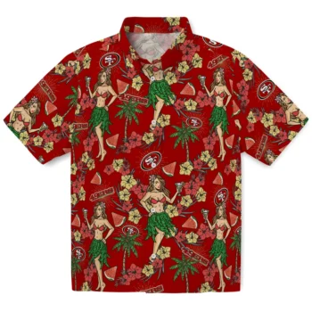 san francisco 49ers hawaiian girls design red hawaiian shirts best selling