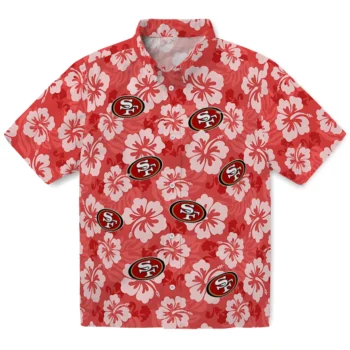 san francisco 49ers hibiscus cluster red hawaiian shirts best selling