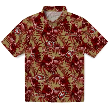 san francisco 49ers hibiscus exotic red hawaiian shirts best selling