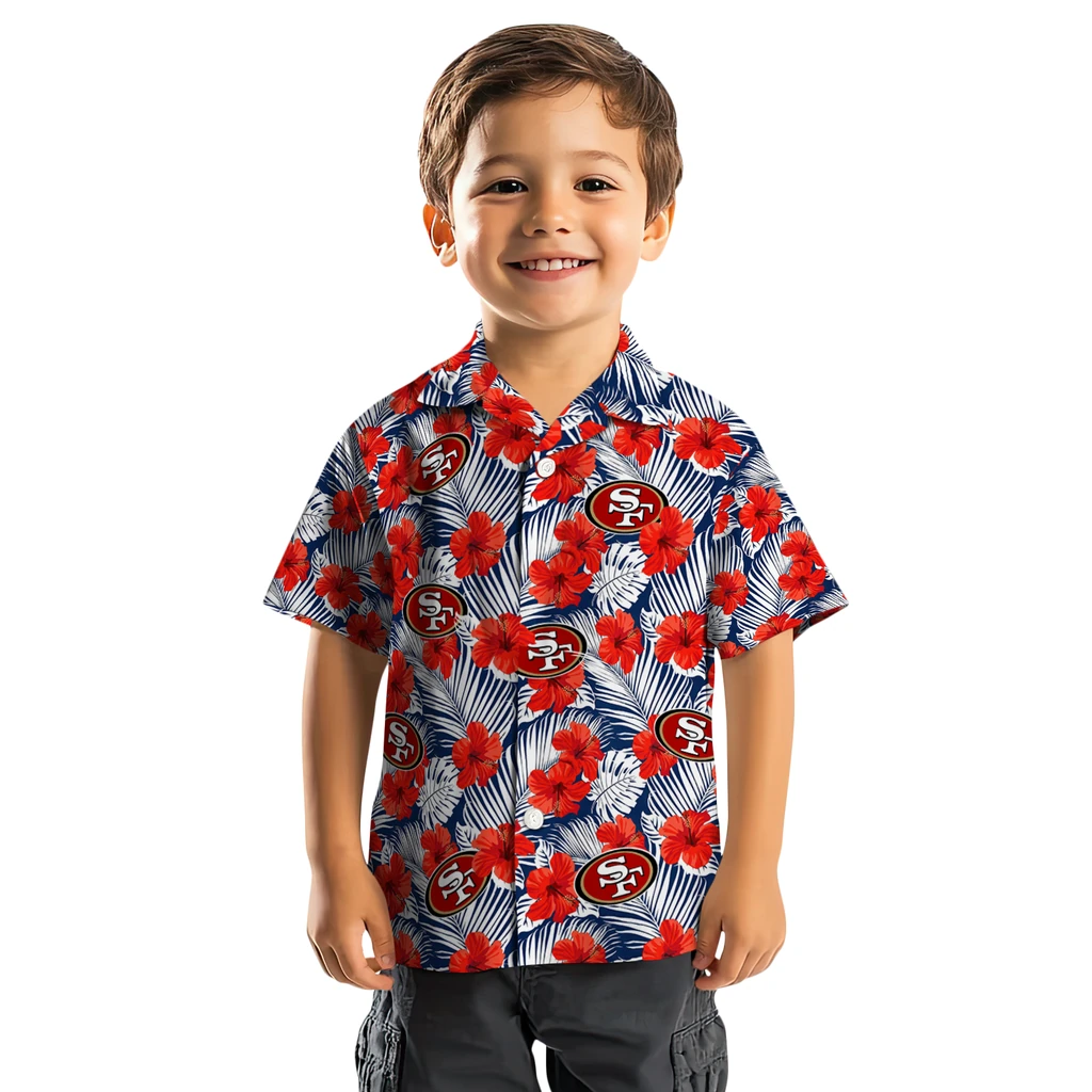 San Francisco 49ers Hawaiian Shirt - Hibiscus Fiesta san francisco 49ers hibiscus fiesta red royal blue hawaiian shirts top rated