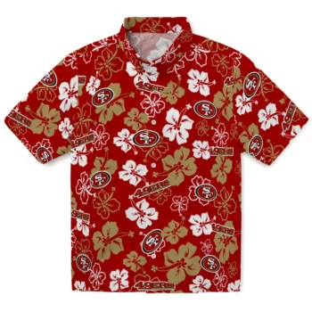 san francisco 49ers hibiscus bloom red hawaiian shirts best selling