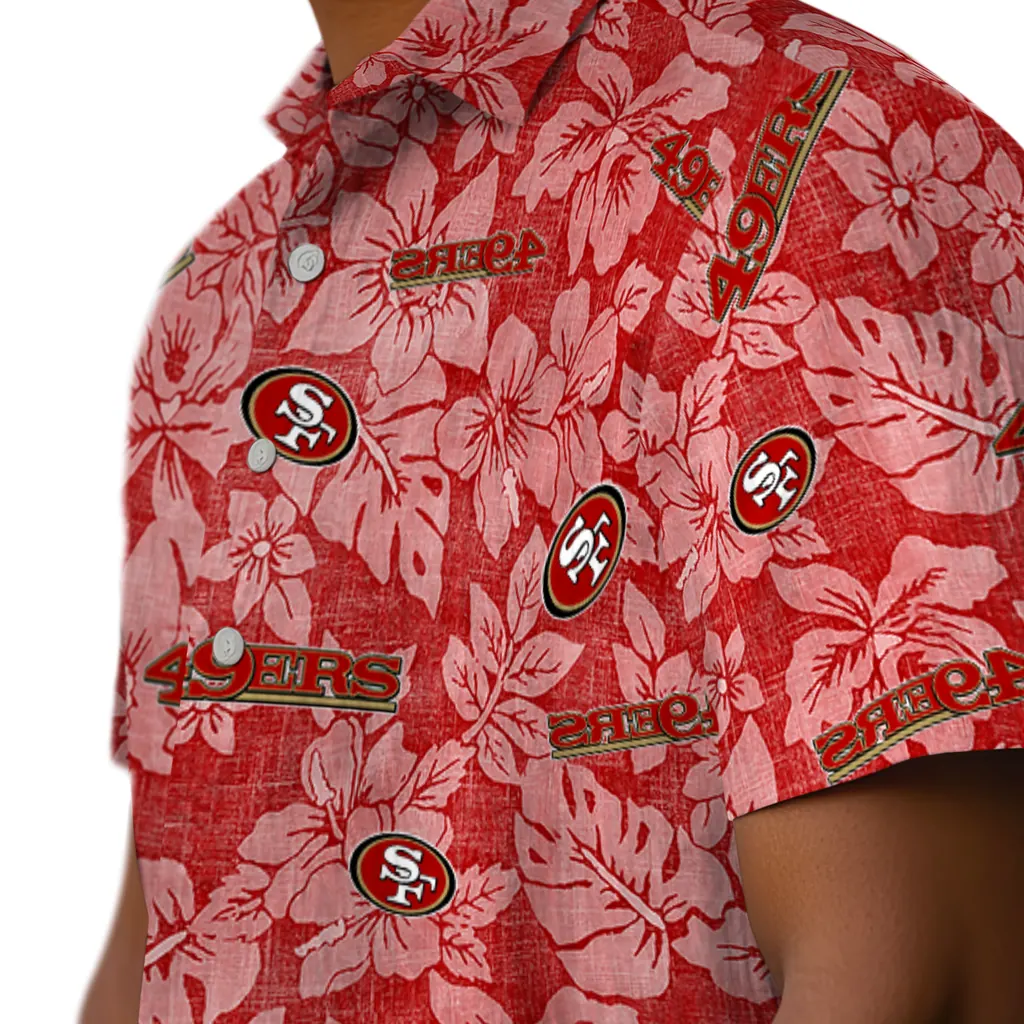 San Francisco 49ers Hawaiian Shirt - Hibiscus Oasis san francisco 49ers hibiscus oasis red hawaiian shirts trendy