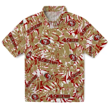 san francisco 49ers hibiscus overlay hawaiian shirts best selling