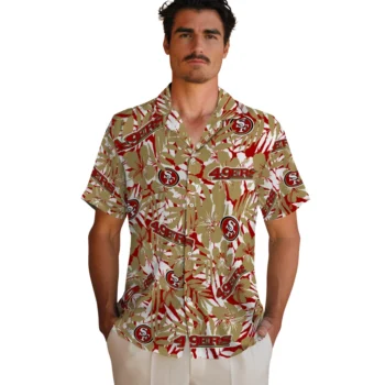 san francisco 49ers hibiscus overlay hawaiian shirts fashion forward