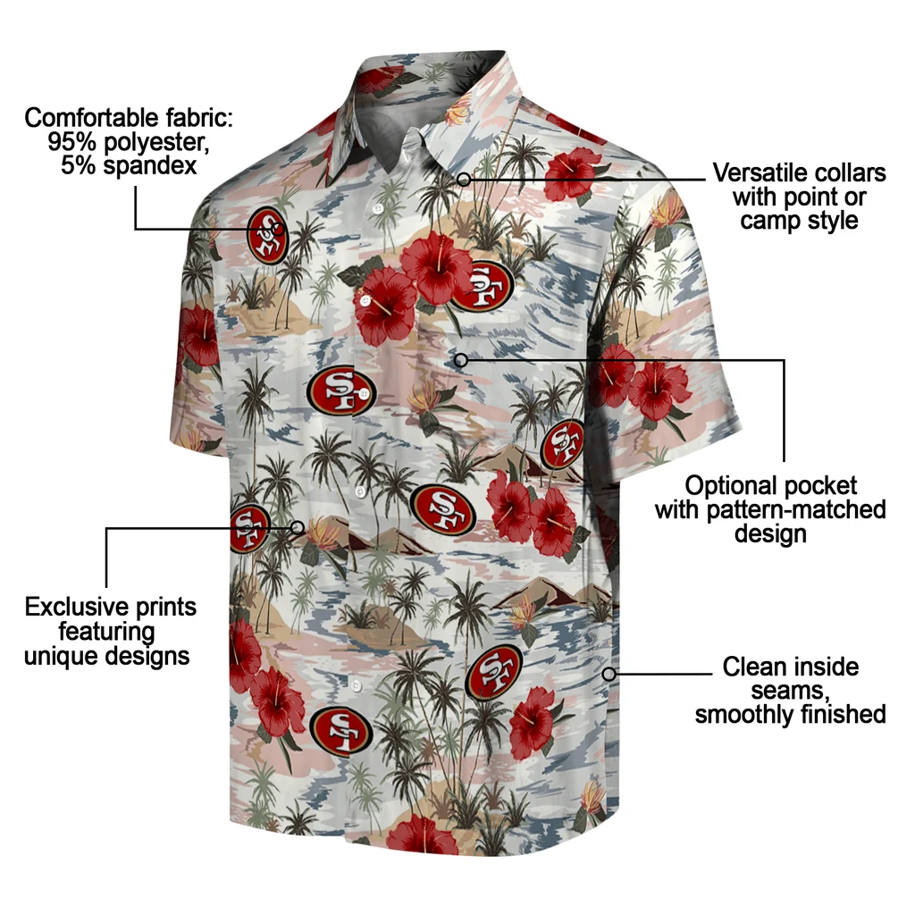 San Francisco 49ers Hawaiian Shirt - Hibiscus Seaside san francisco 49ers hibiscus seaside white hawaiian shirts new arrival