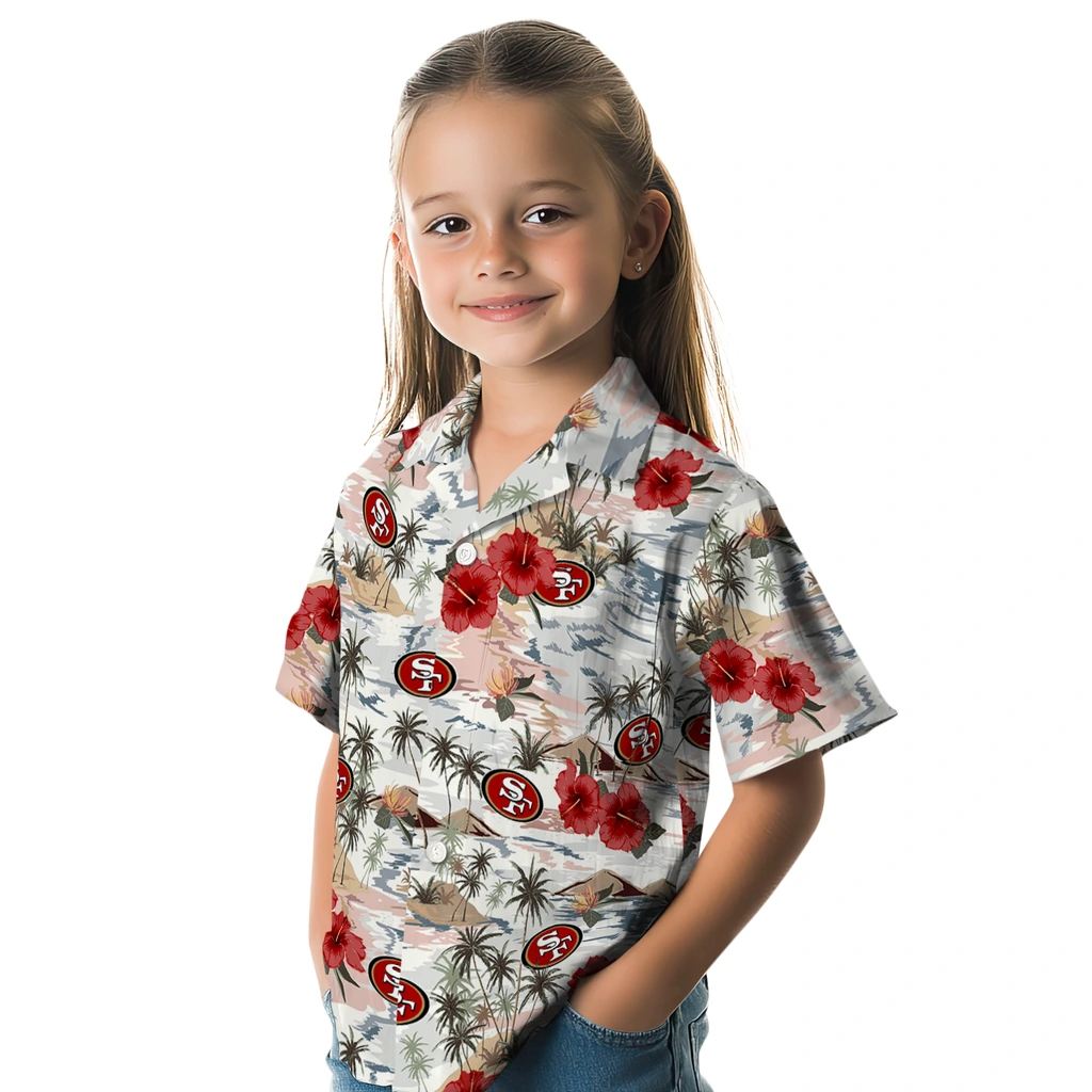 San Francisco 49ers Hawaiian Shirt - Hibiscus Seaside san francisco 49ers hibiscus seaside white hawaiian shirts premium grade