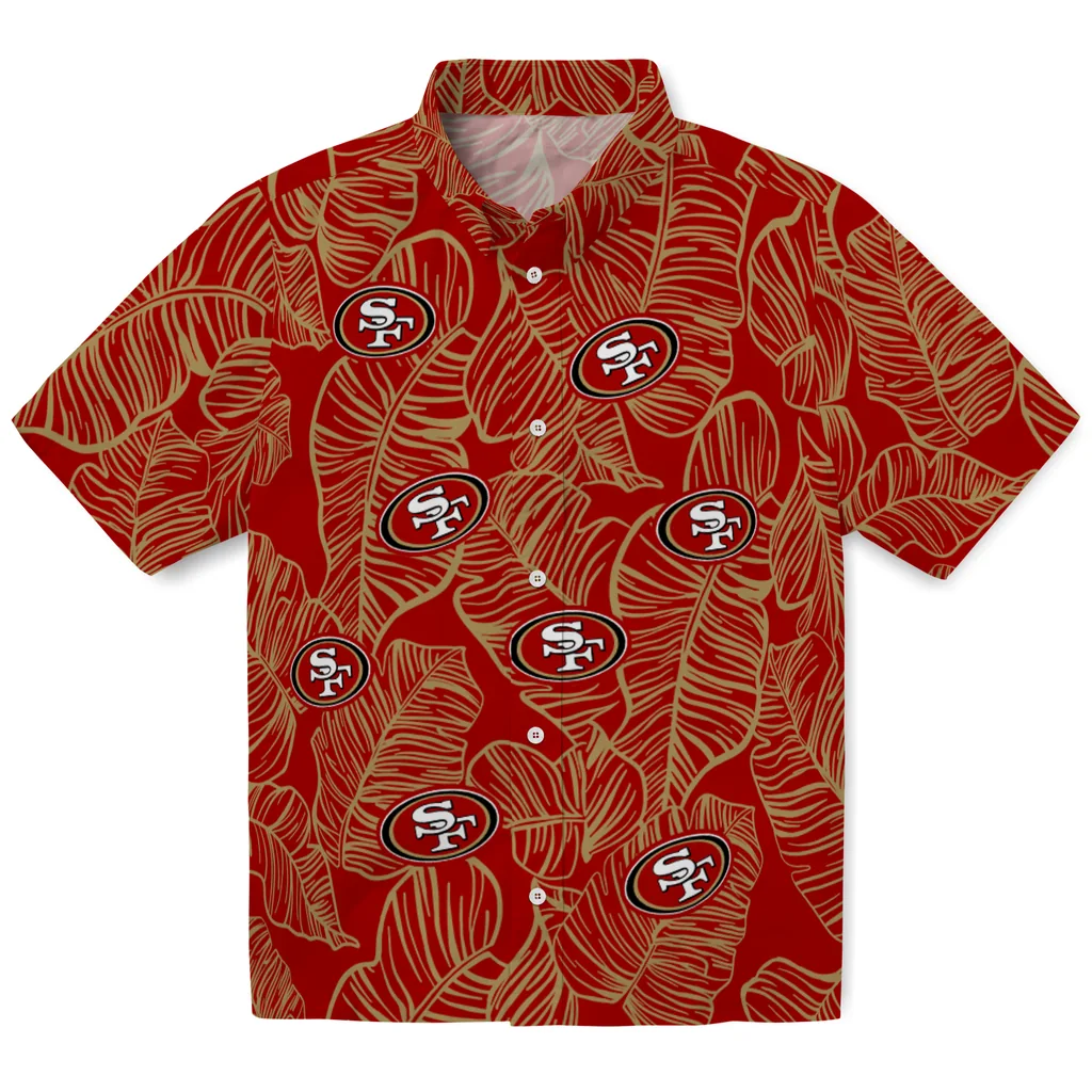 San Francisco 49ers Hawaiian Shirt - Leaf Outline san francisco 49ers leaf outline red hawaiian shirts best selling