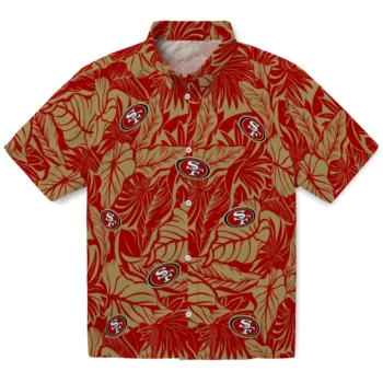 san francisco 49ers monstera layer red hawaiian shirts best selling