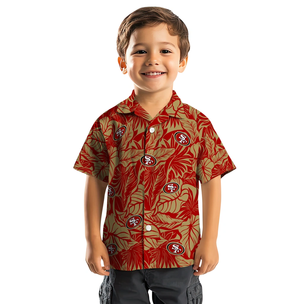 San Francisco 49ers Hawaiian Shirt - Monstera Layer san francisco 49ers monstera layer red hawaiian shirts top rated