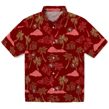 san francisco 49ers palm and clouds red hawaiian shirts best selling