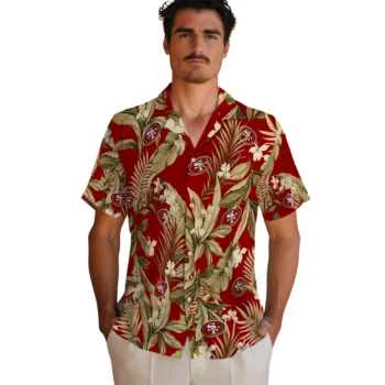 san francisco 49ers palm leaves red hawaiian shirts fashion forward