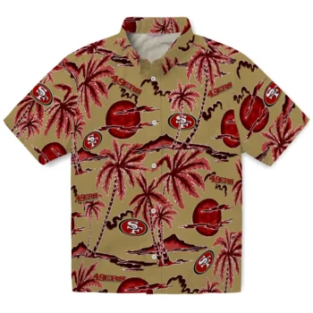 san francisco 49ers palm sunset hawaiian shirts best selling