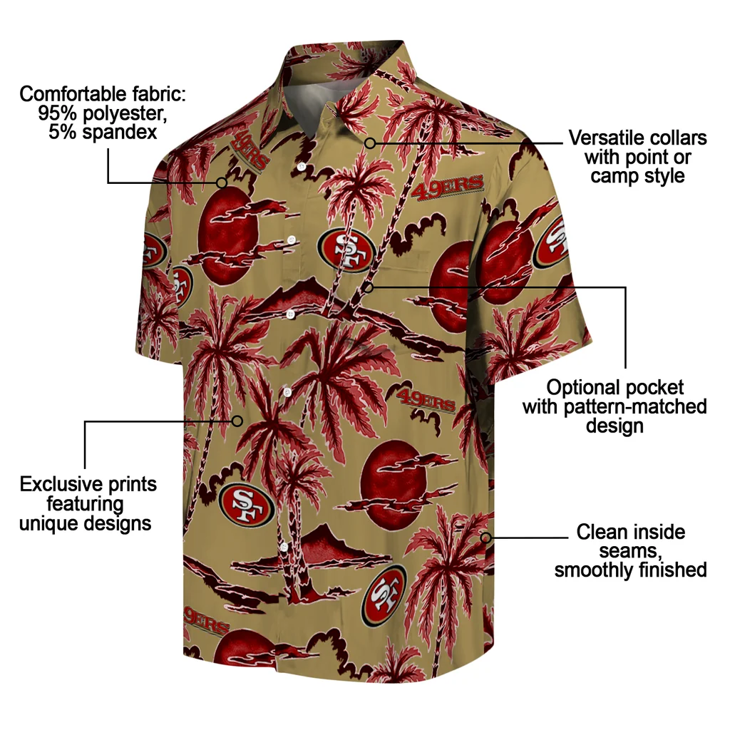 San Francisco 49ers Hawaiian Shirt - Palm Sunset san francisco 49ers palm sunset hawaiian shirts new arrival