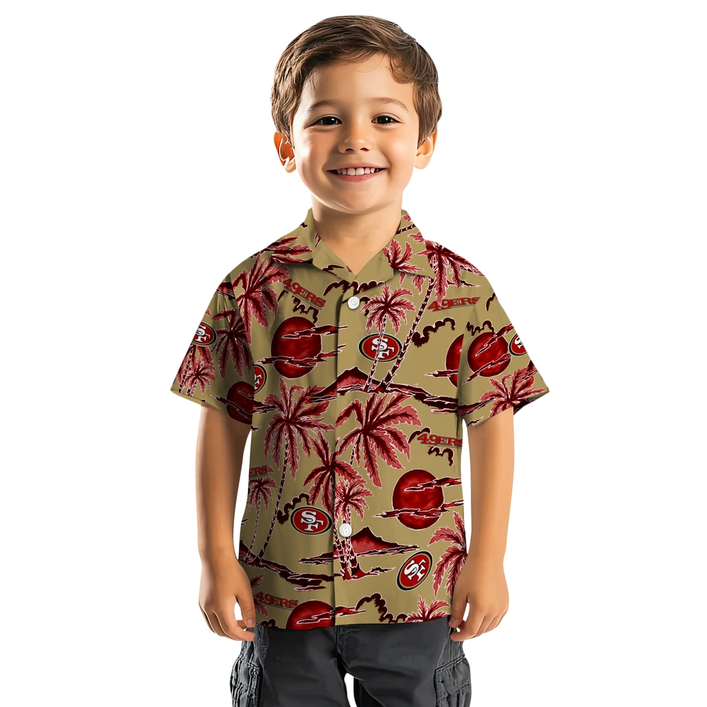 San Francisco 49ers Hawaiian Shirt - Palm Sunset san francisco 49ers palm sunset hawaiian shirts top rated