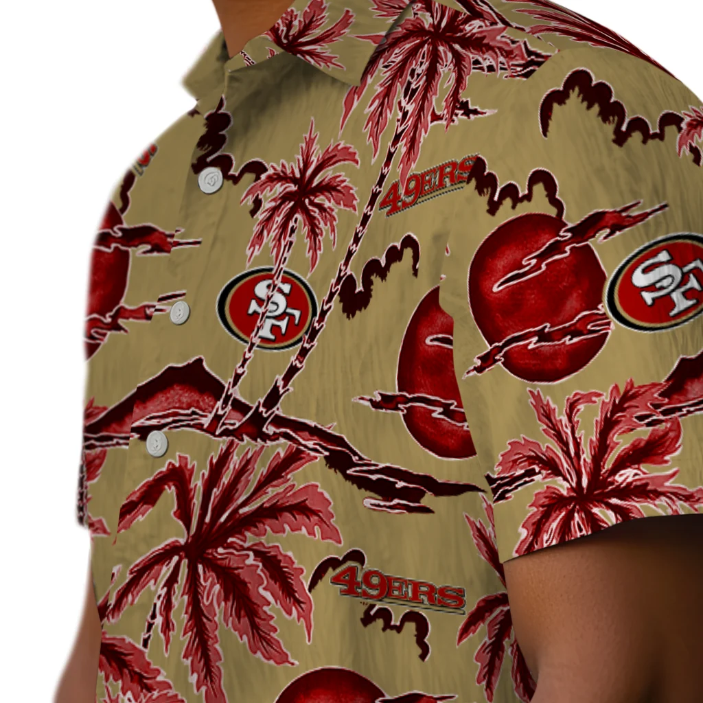 San Francisco 49ers Hawaiian Shirt - Palm Sunset san francisco 49ers palm sunset hawaiian shirts trendy