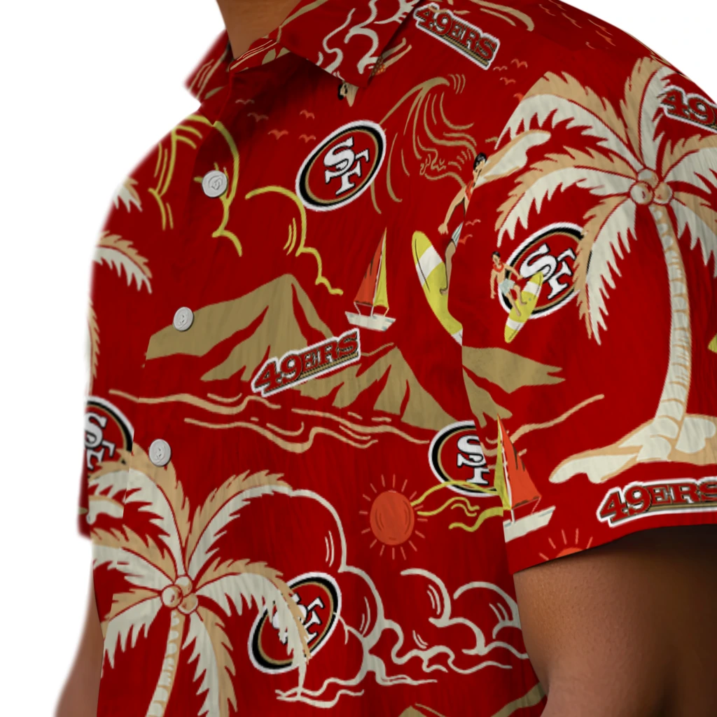San Francisco 49ers Hawaiian Shirt - Palm Tree Island san francisco 49ers palm tree island red hawaiian shirts trendy
