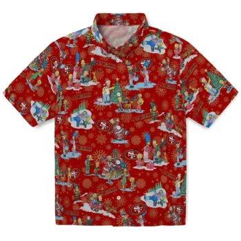 san francisco 49ers simpsons christmas red hawaiian shirts best selling