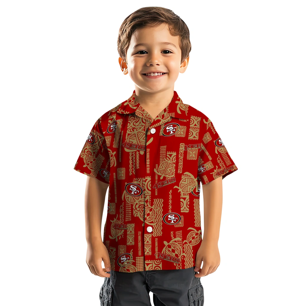 San Francisco 49ers Hawaiian Shirt - Turtle Lines san francisco 49ers turtle lines red hawaiian shirts top rated