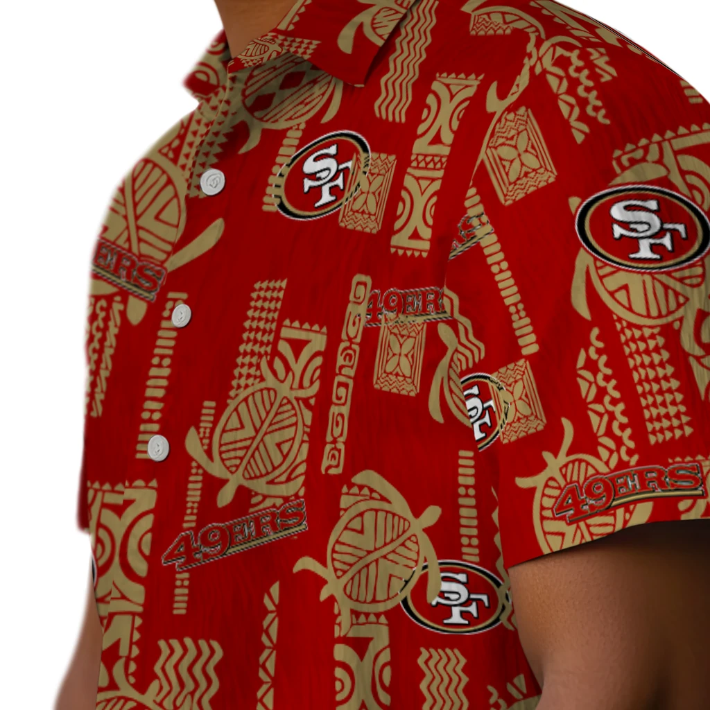 San Francisco 49ers Hawaiian Shirt - Turtle Lines san francisco 49ers turtle lines red hawaiian shirts trendy