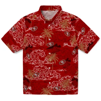 san francisco 49ers wave palm red hawaiian shirts best selling