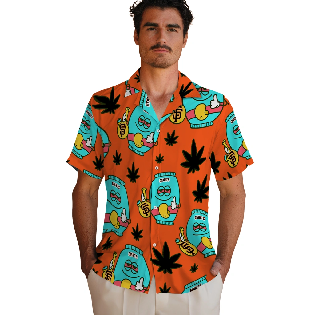 San Francisco Giants Hawaiian Shirt - Chill Vibe san francisco giants bong smile orange hawaiian shirts fashion forward