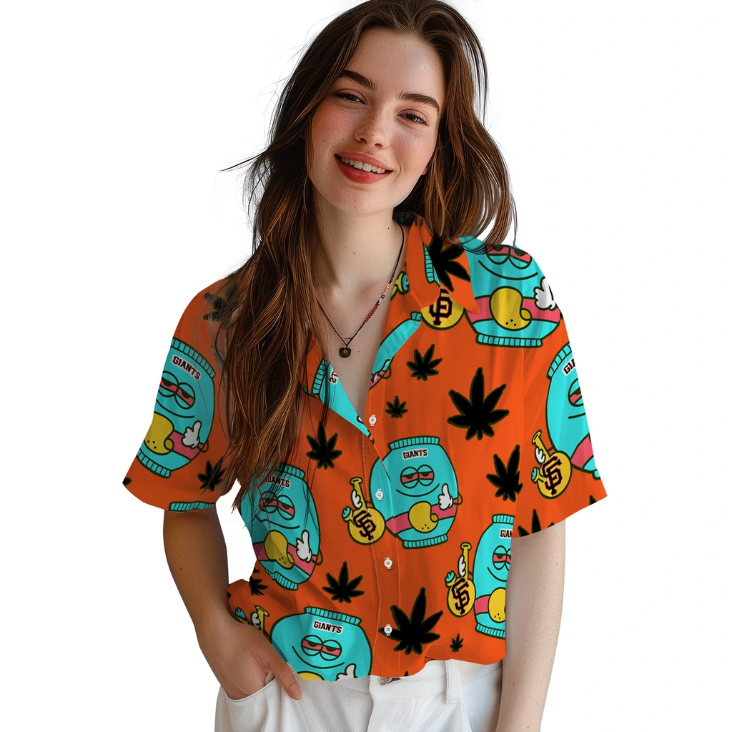 San Francisco Giants Hawaiian Shirt - Chill Vibe san francisco giants bong smile orange hawaiian shirts latest model