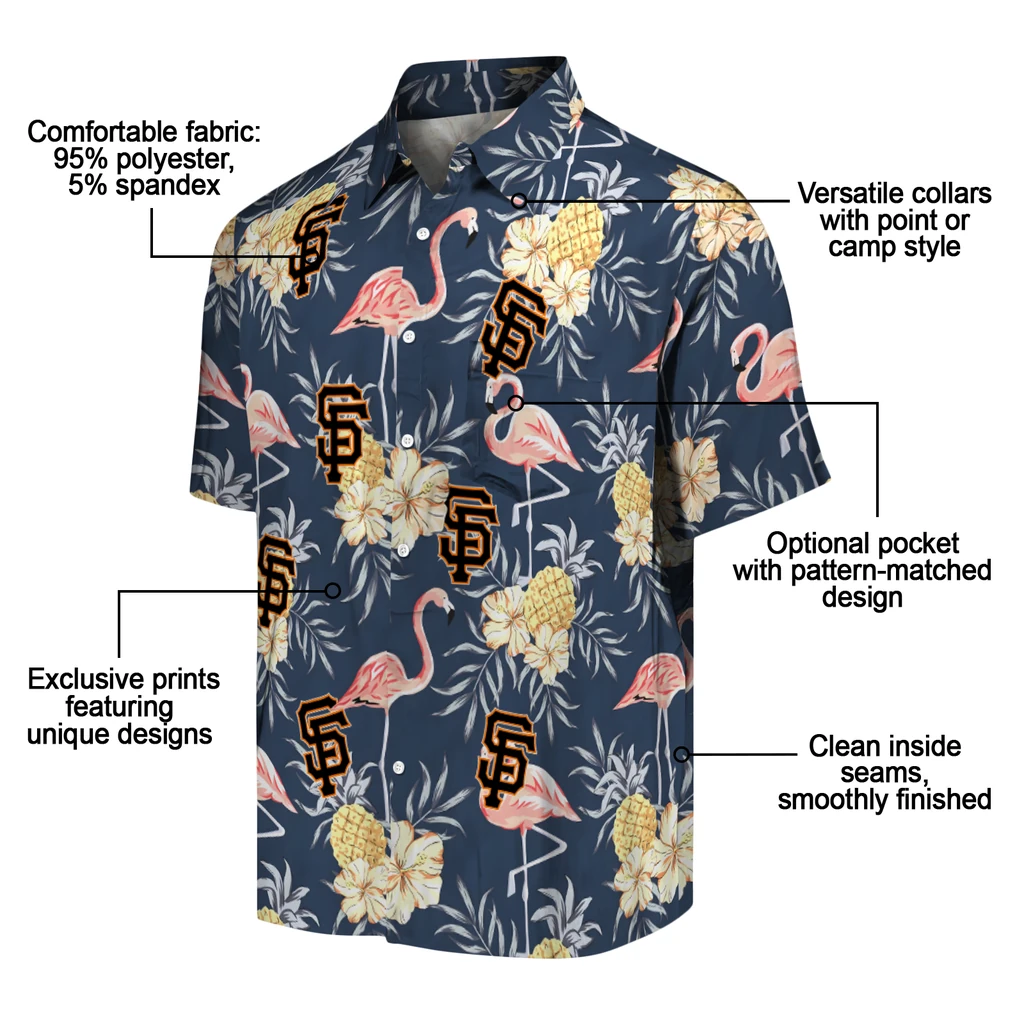 San Francisco Giants Hawaiian Shirt - Flamingo Hibiscus san francisco giants flamingo hibiscus navy hawaiian shirts new arrival