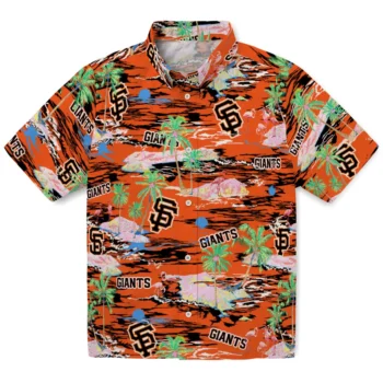 san francisco giants flamingo retreat orange hawaiian shirts best selling