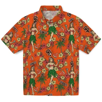 san francisco giants hawaiian girls design orange hawaiian shirts best selling