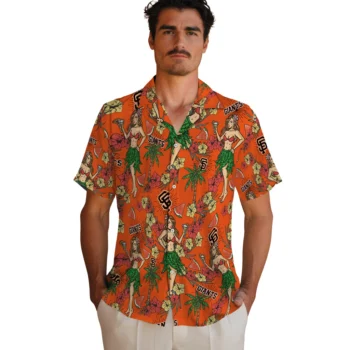 san francisco giants hawaiian girls design orange hawaiian shirts fashion forward