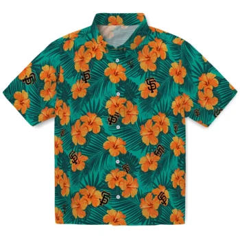 san francisco giants hibiscus escape green hawaiian shirts best selling