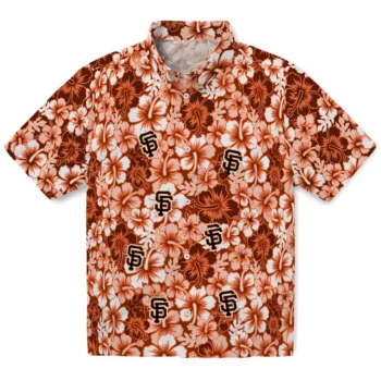 san francisco giants hibiscus blooms orange hawaiian shirts best selling