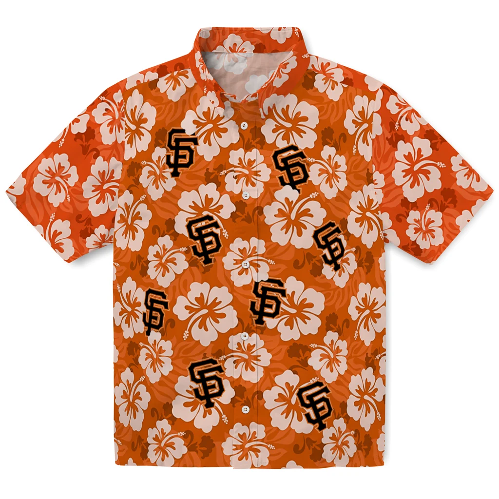 San Francisco Giants Hawaiian Shirt - Hibiscus Cluster san francisco giants hibiscus cluster orange hawaiian shirts best selling