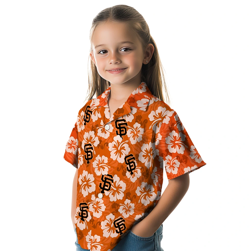 San Francisco Giants Hawaiian Shirt - Hibiscus Cluster san francisco giants hibiscus cluster orange hawaiian shirts premium grade