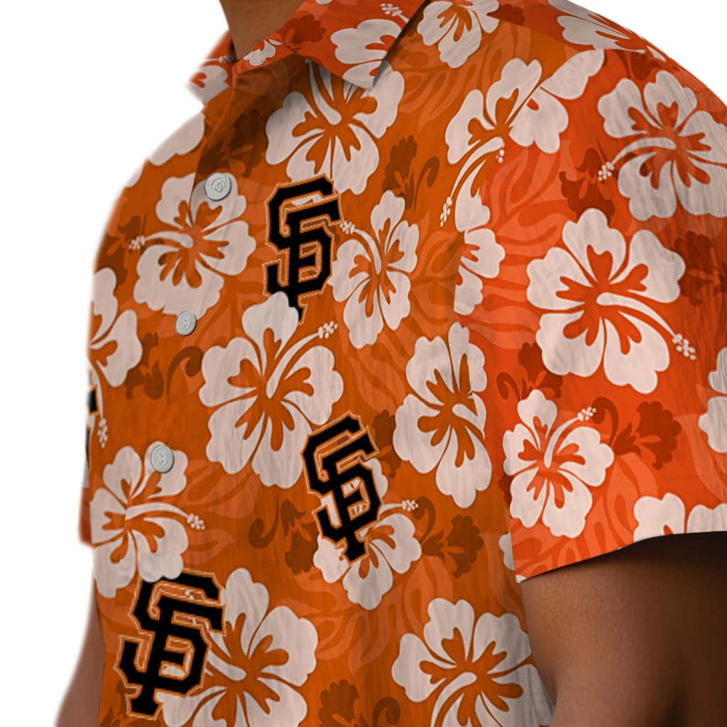 San Francisco Giants Hawaiian Shirt - Hibiscus Cluster san francisco giants hibiscus cluster orange hawaiian shirts trendy