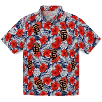 san francisco giants hibiscus fiesta red royal blue hawaiian shirts best selling