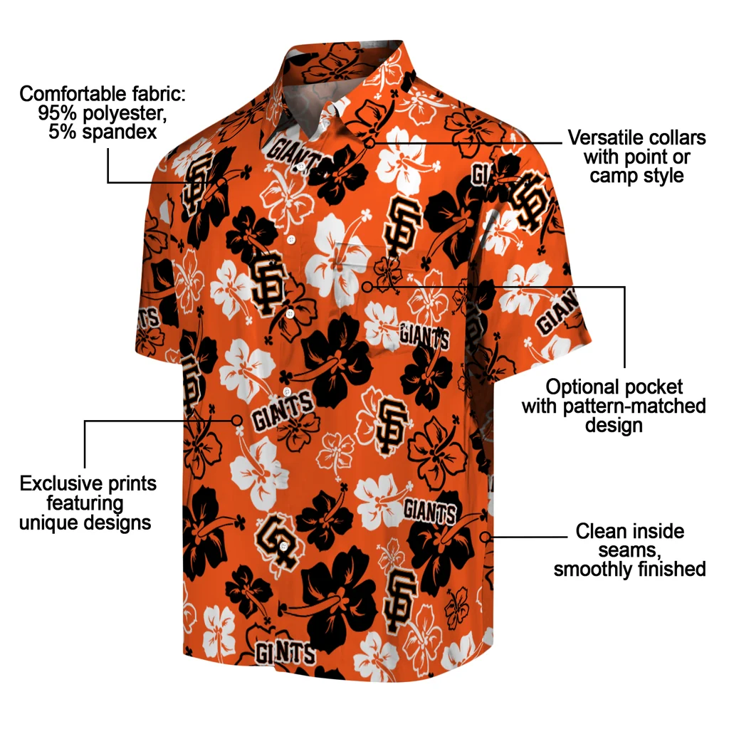 San Francisco Giants Hawaiian Shirt - Hibiscus Flower Design san francisco giants hibiscus bloom orange hawaiian shirts new arrival