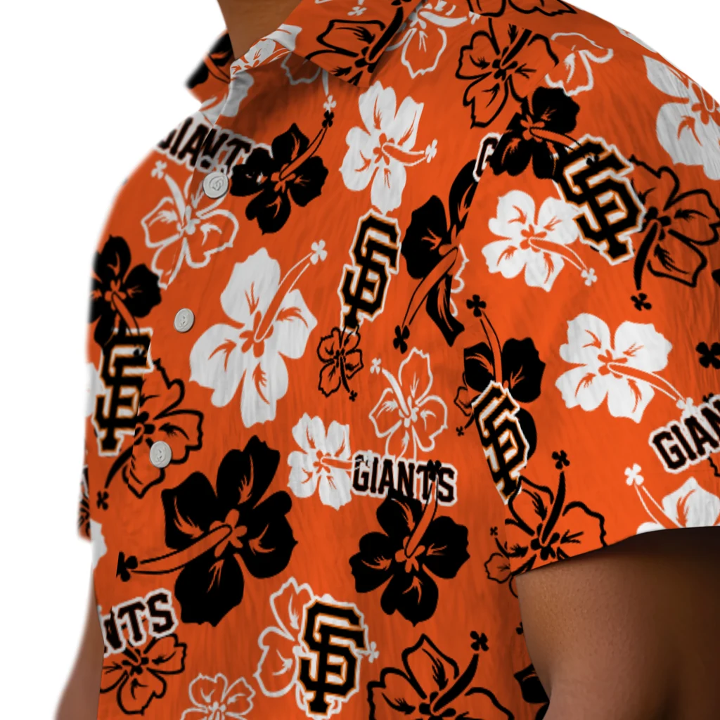 San Francisco Giants Hawaiian Shirt - Hibiscus Flower Design san francisco giants hibiscus bloom orange hawaiian shirts trendy