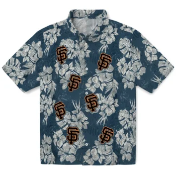 san francisco giants hibiscus flowers navy blue hawaiian shirts best selling