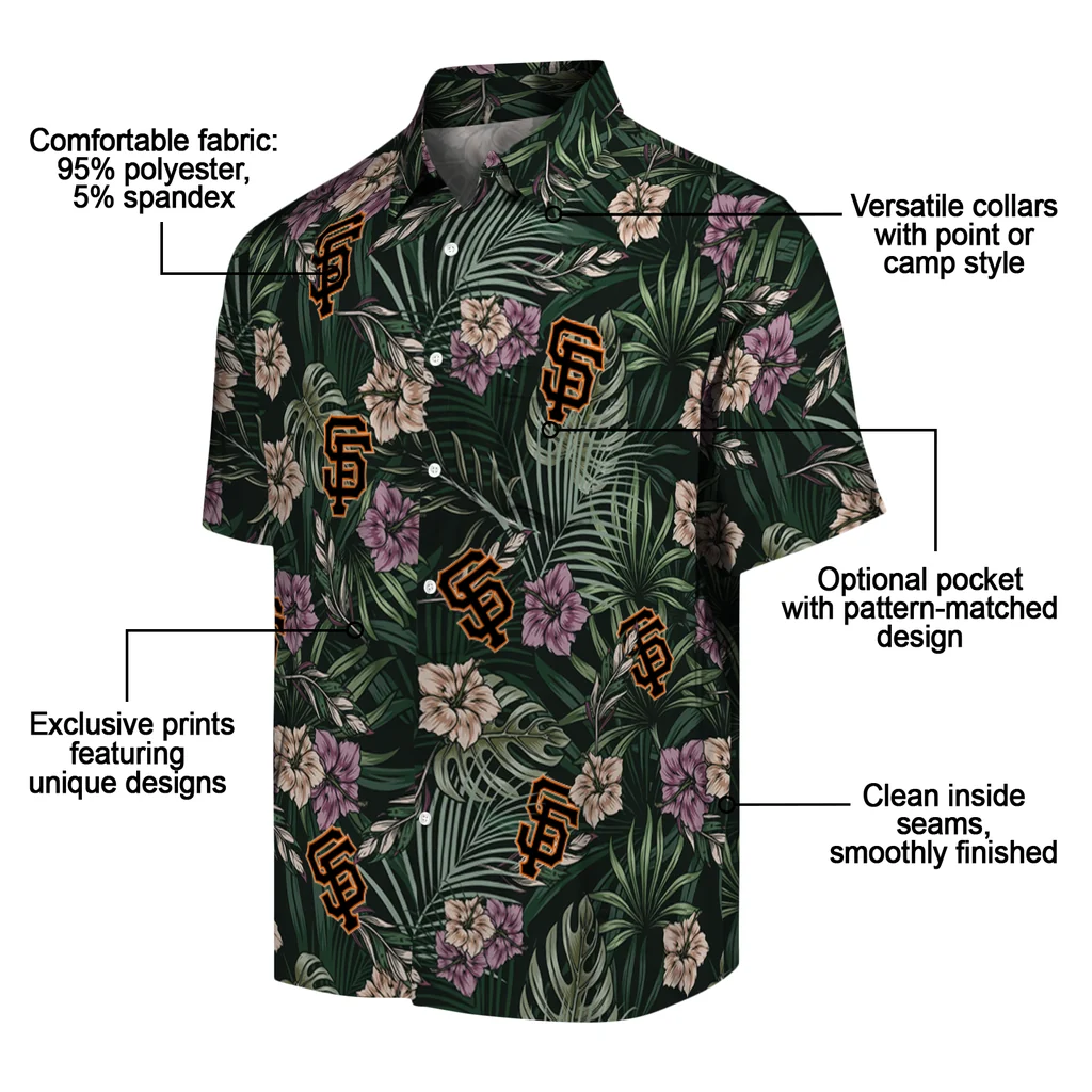 San Francisco Giants Hawaiian Shirt - Hibiscus Leaves Pattern san francisco giants hibiscus leaves pattern green hawaiian shirts new arrival
