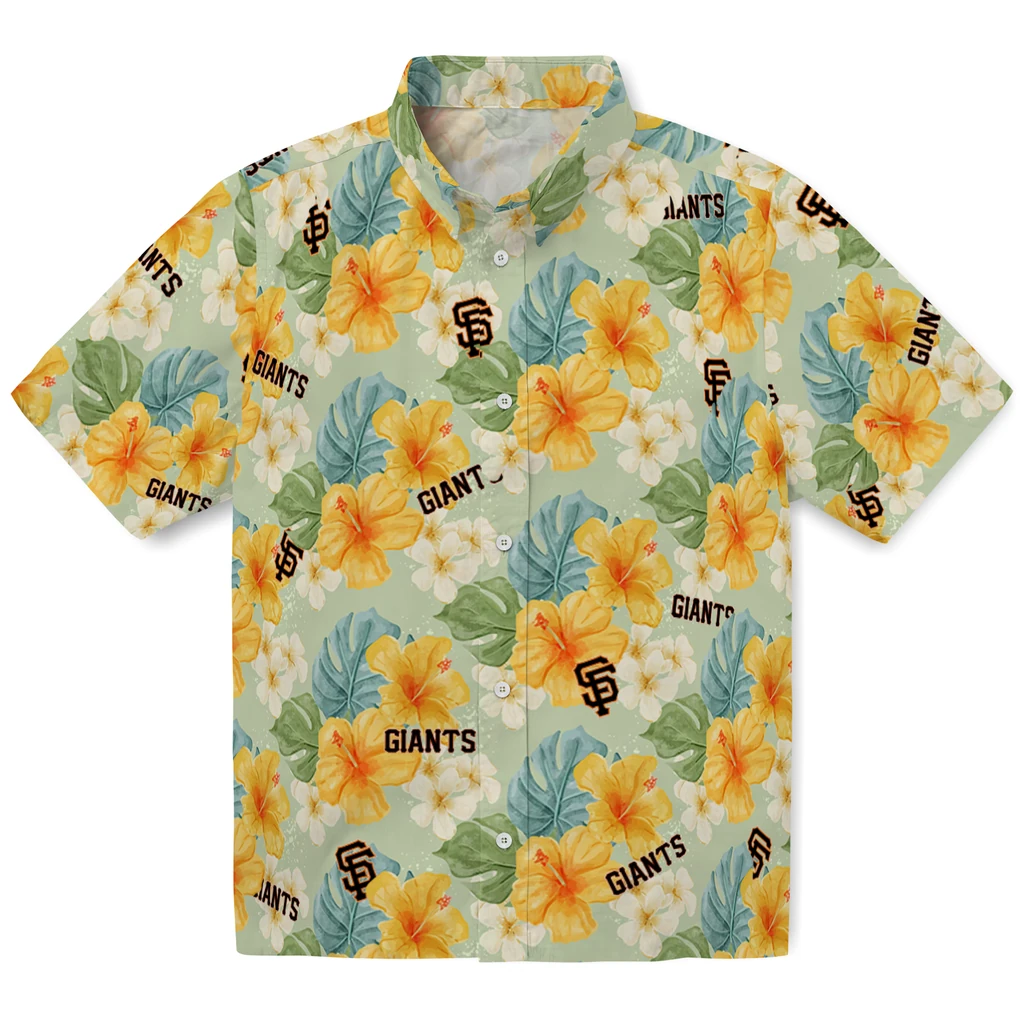 San Francisco Giants Hawaiian Shirt - Hibiscus Mood san francisco giants hibiscus mood pale lime yellow hawaiian shirts best selling
